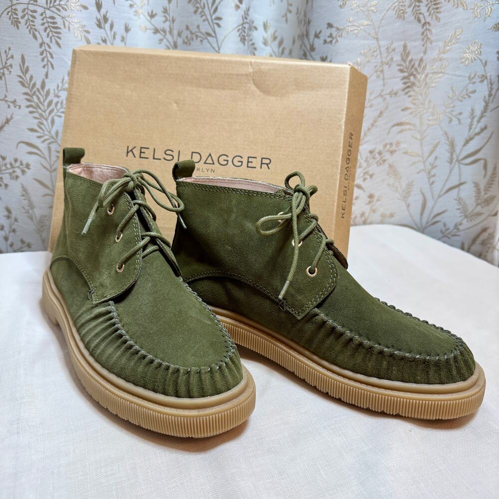 Kelsi Dagger Palisade Green Suede Chukka Booties Womens 11 Gorpcore Boho Earthy